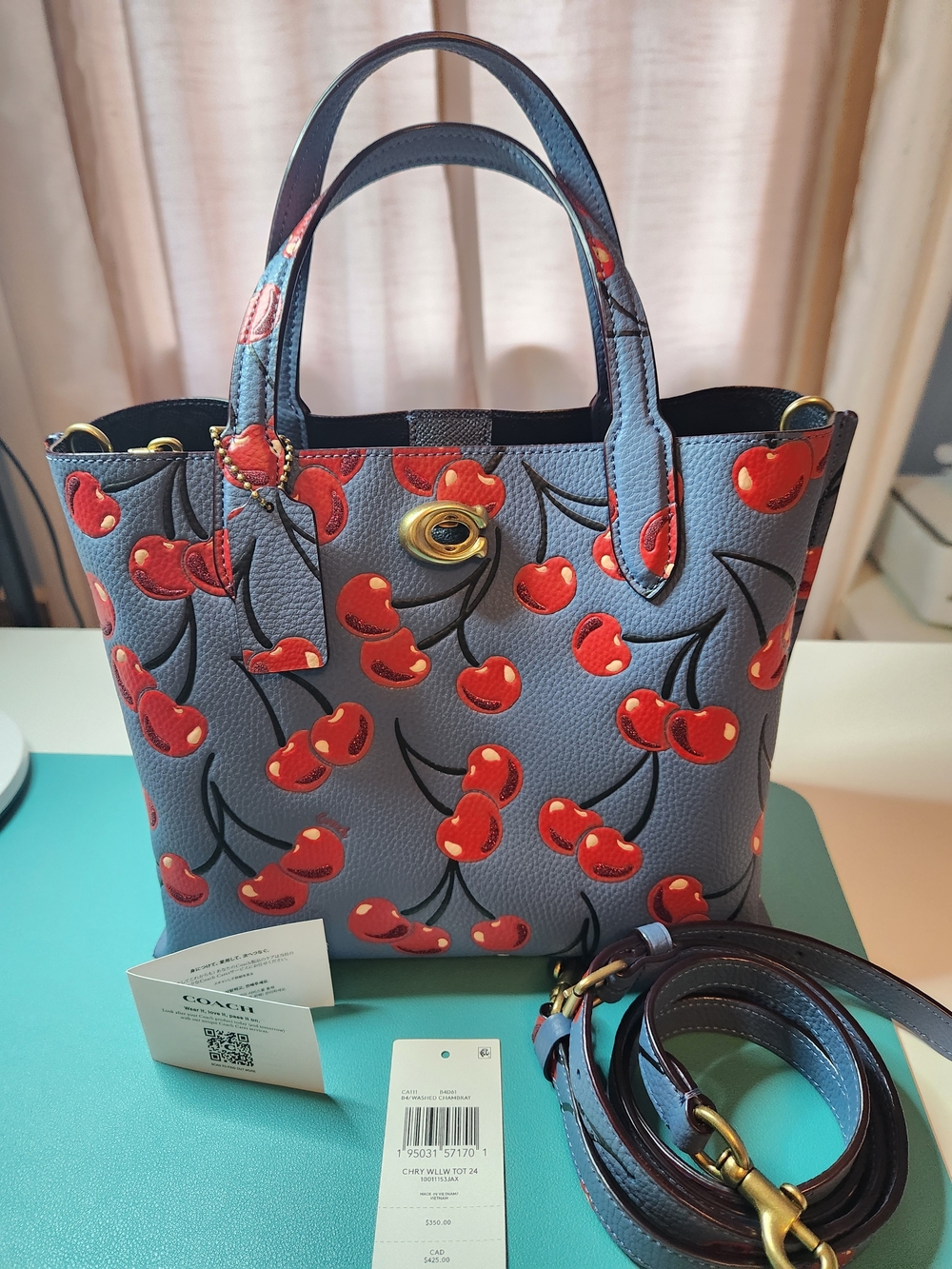 COACH WILLOW TOTE RARE WITH CHERRYS NEW WITH TAGS DETACHED